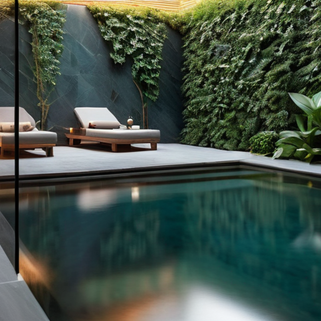 온천 스파 리조트 - **Prompt:** "A serene individual, peacefully immersed in the warm, inviting waters of a luxurious, m...