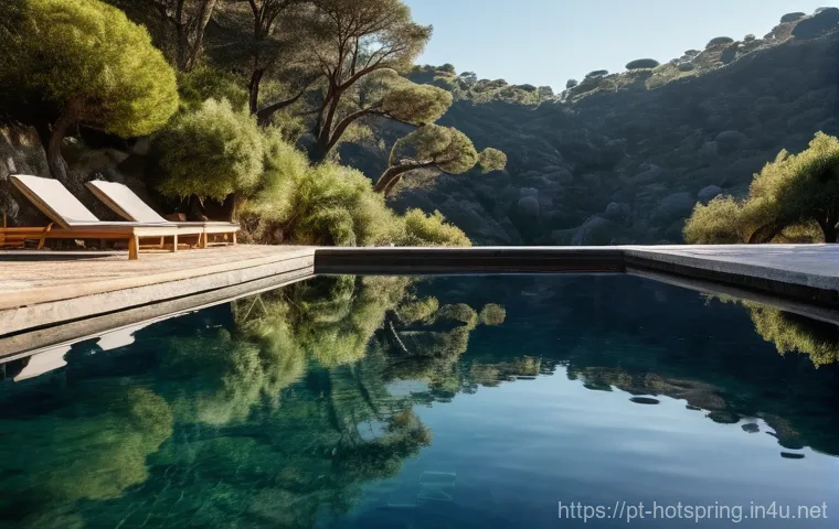 온천에서 편안한 휴식 방법 - **Prompt:** "A serene wide shot of a person, mid-shot, relaxing in a naturally heated outdoor therma...